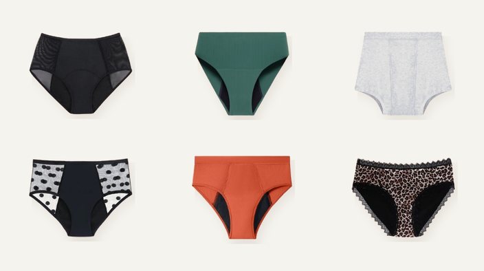 AuntFlo period underwear styles laid flat