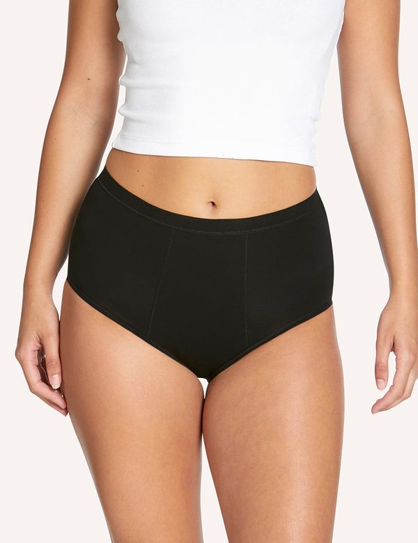Love Luna Period Full Brief in black, front view